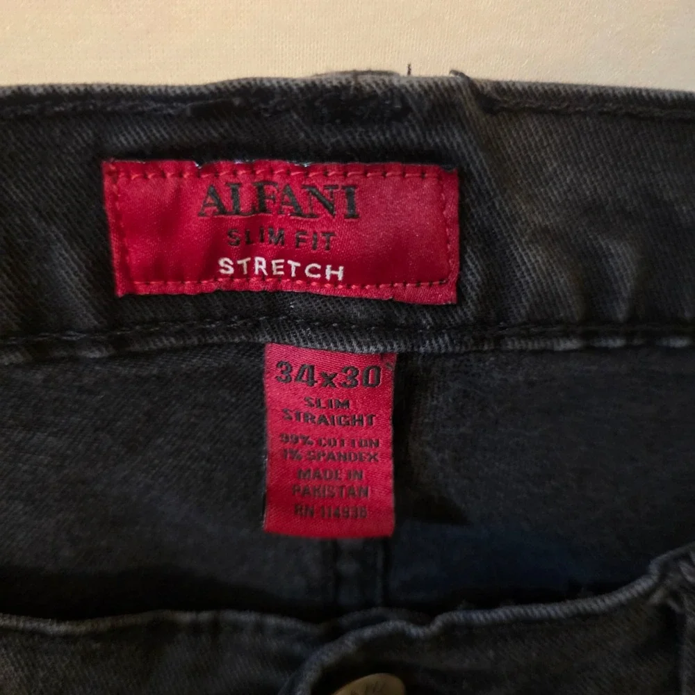 Alfani Jeans Mens 34x30 Black Slim Straight Stretch Denim Casual Pants
